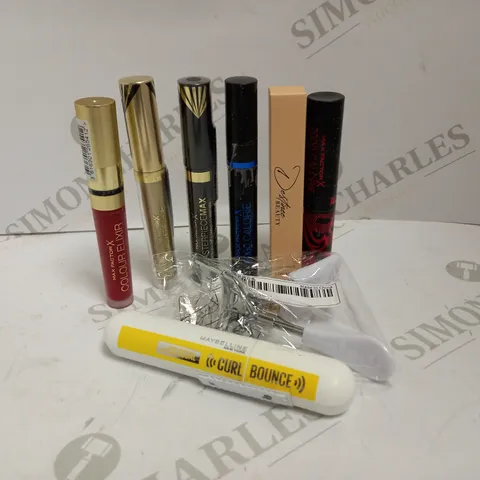 LOT OF APPROX 7 TO INCLUDE MASCARA , LASH CURLERS , LIPGLOSS , ETC