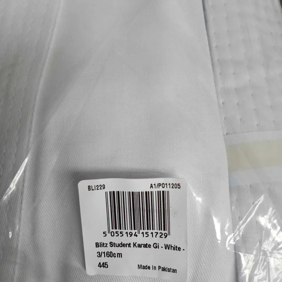 BLITZ STUDENT KARATE GI – WHITE – 3/160CM