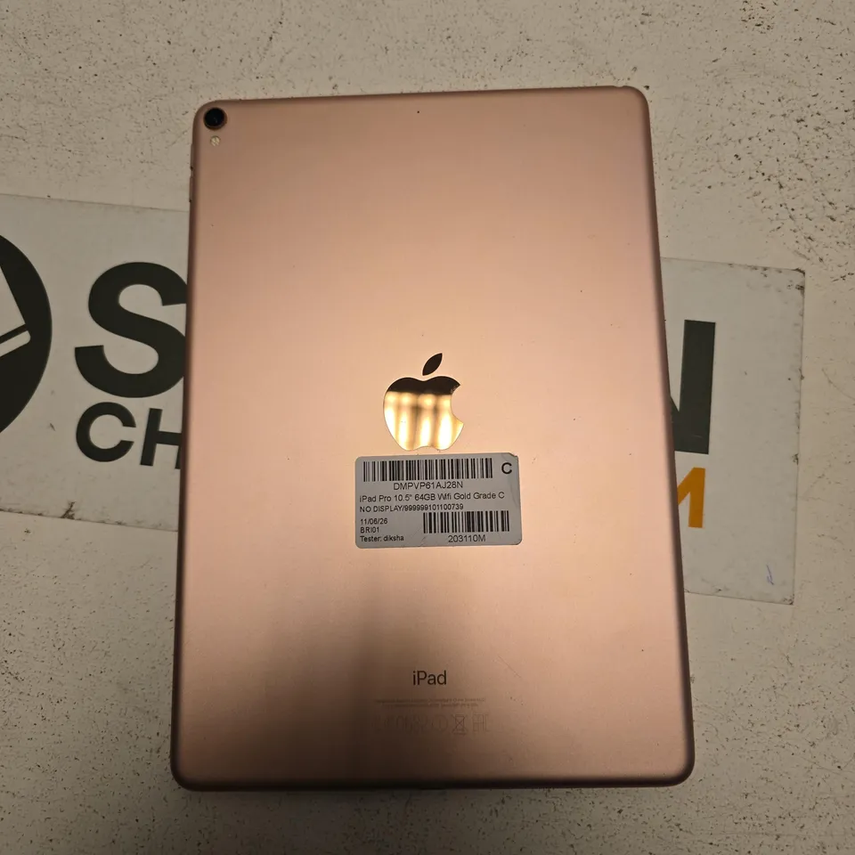 APPLE IPAD PRO 10.5-INCH, 64GB, WI‑FI, GOLD NOT POWER TESTED 
