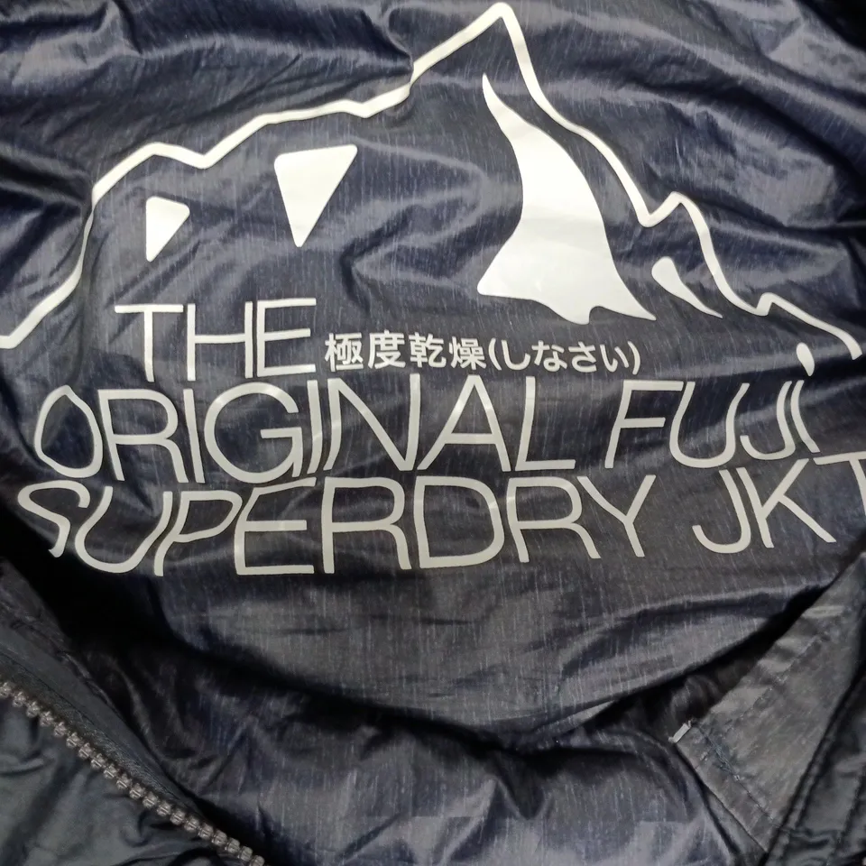 SUPERDRY THE ORIGINAL FUJI JKT – NAVY PUFFER WITH FUR HOOD, SIZE XL