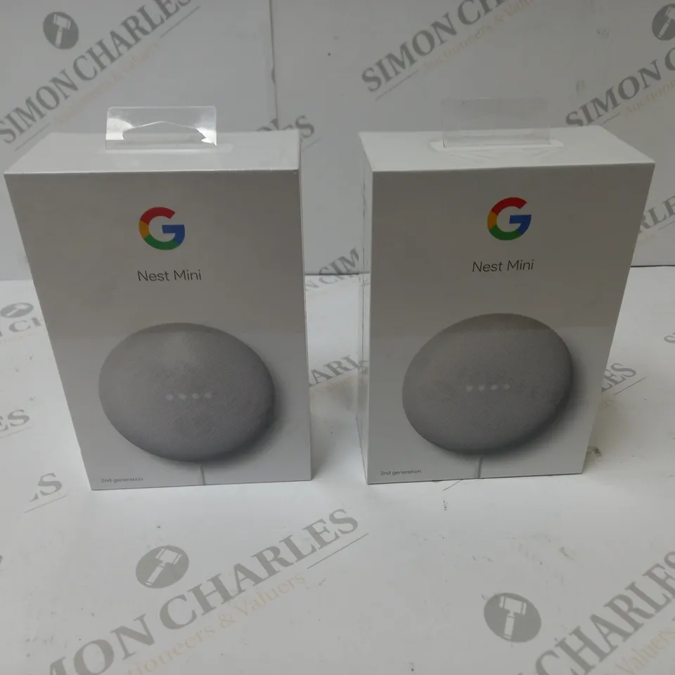 2 BRAND NEW BOXED GOOGLE NEST MINI 2ND GENERATION SMART SPEAKERS - GREY