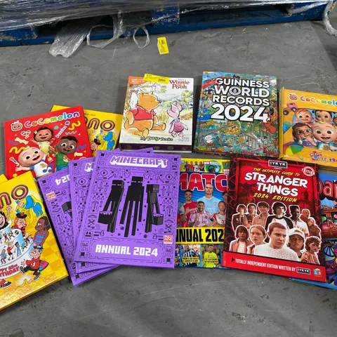 BOX OF ASSORTED ITEMS TO INCLUDE:BEANO, STRANGER THINGS, GUINEAS WORLD RECORDS ET