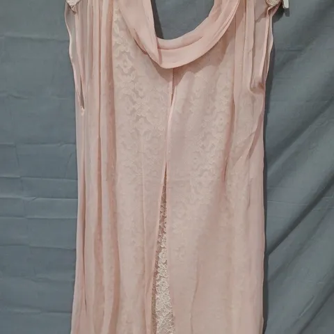 PAOLA COLLECTION COWL FLORAL MESH DRESS IN PINK - SIZE 40
