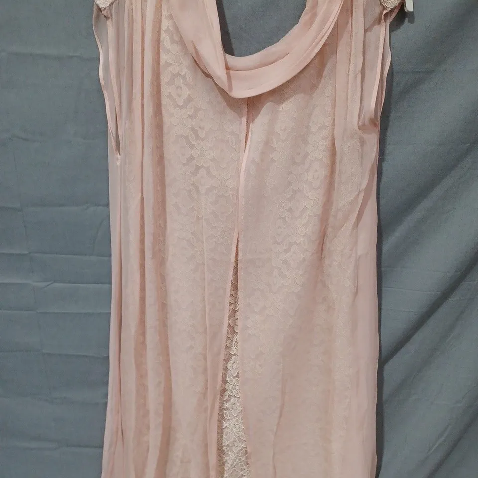 PAOLA COLLECTION COWL FLORAL MESH DRESS IN PINK - SIZE 40