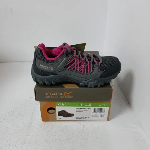 10 BOXED BRAND NEW PAIRS OF REGATTA KIDS EDGEPOINT JNR SHOES IN STEEL/PINK FUSION - UK 11