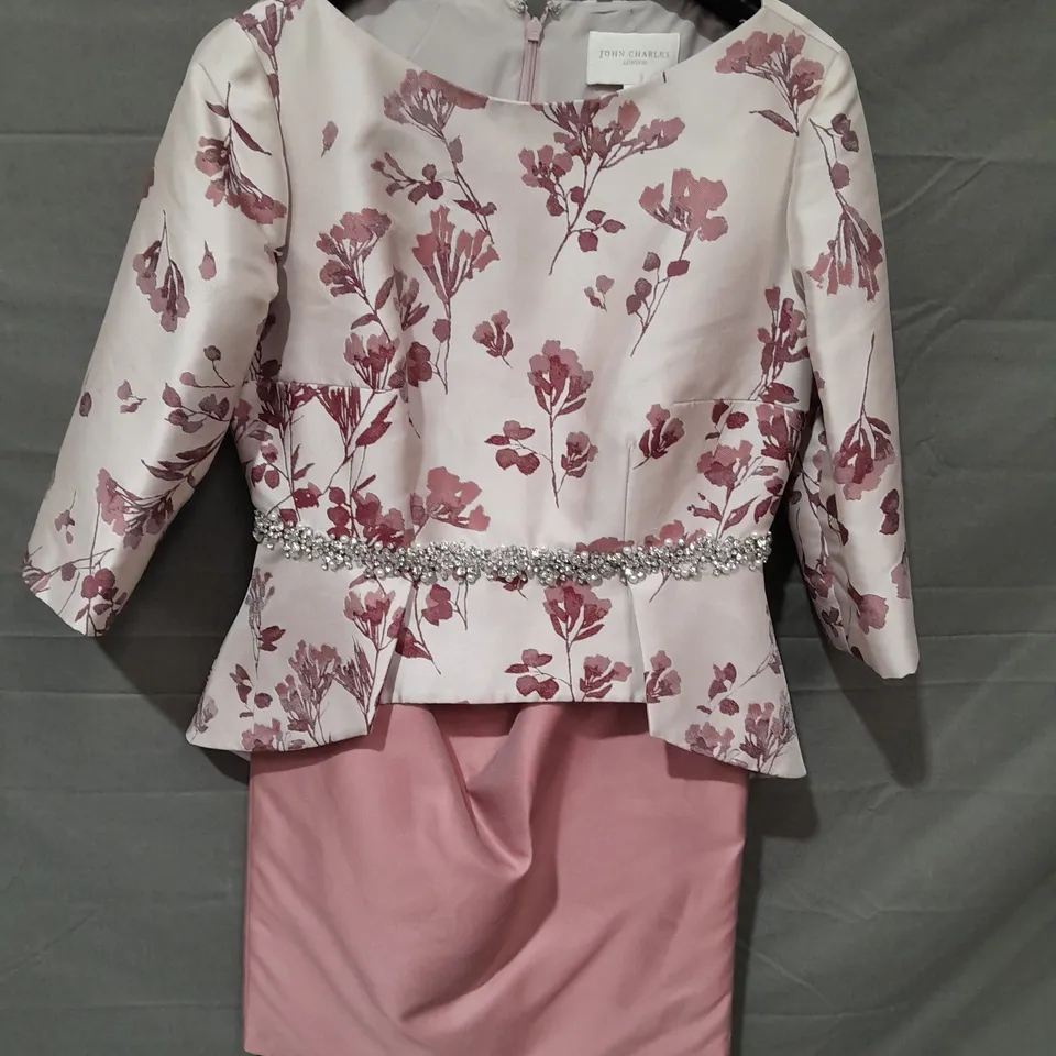JOHN CHARLES FLORAL TWO TONE DRESS - 10