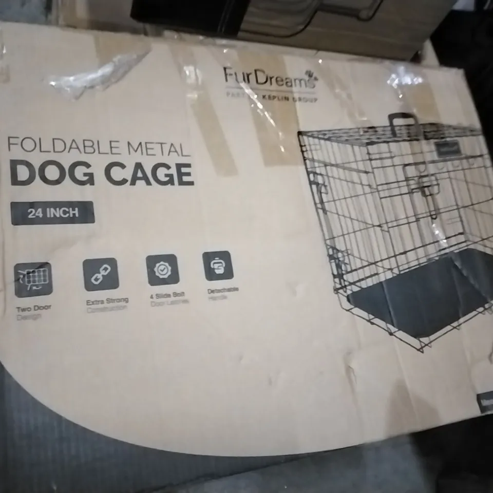 BOXED FOLDABLE METAL DOG CAGE 24 INCH