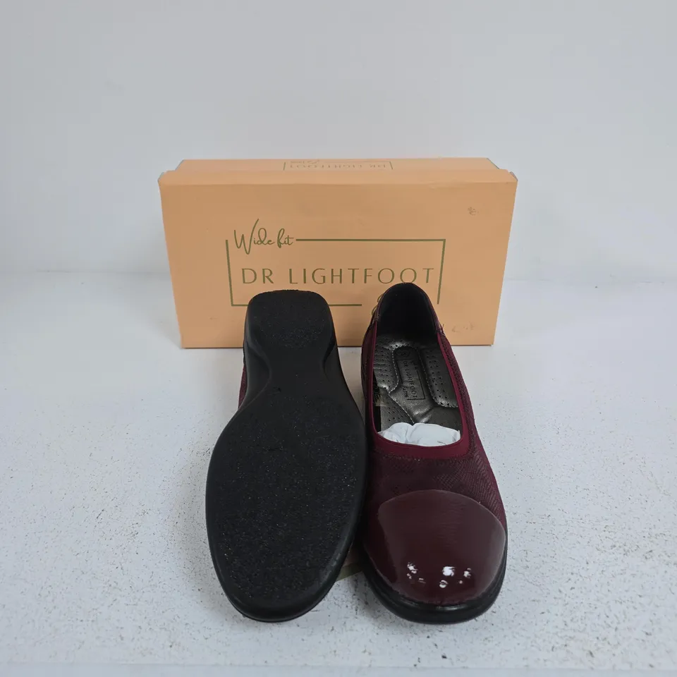 DR LIGHTFOOT CAROLINE BURGUNDY WIDE-FIT SHOE – BOXED UK7