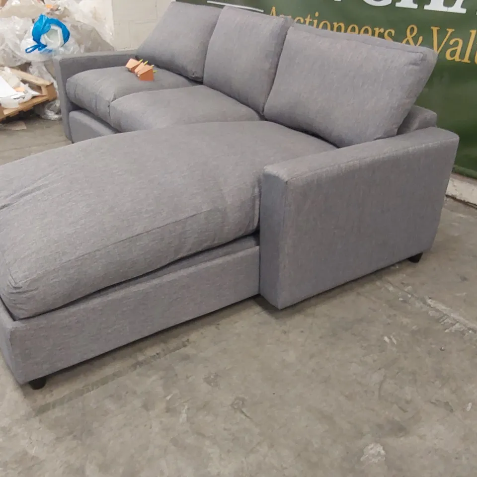 QUALITY DESIGNER ASHWELL CHAISE STORAGE SOFA - MERCURY FABRIC