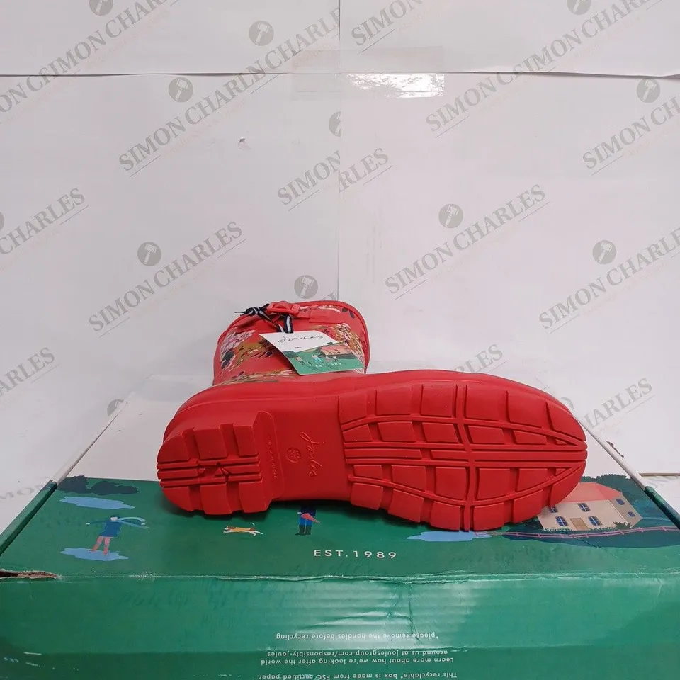 BOXED JOULES MOLLY WELLY RED FLORL - UK 7