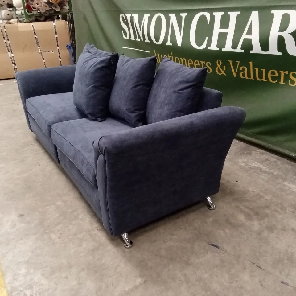 DURY FABRIC 4 SEATER SCATTER BACK SOFA - BLUE RRP £579