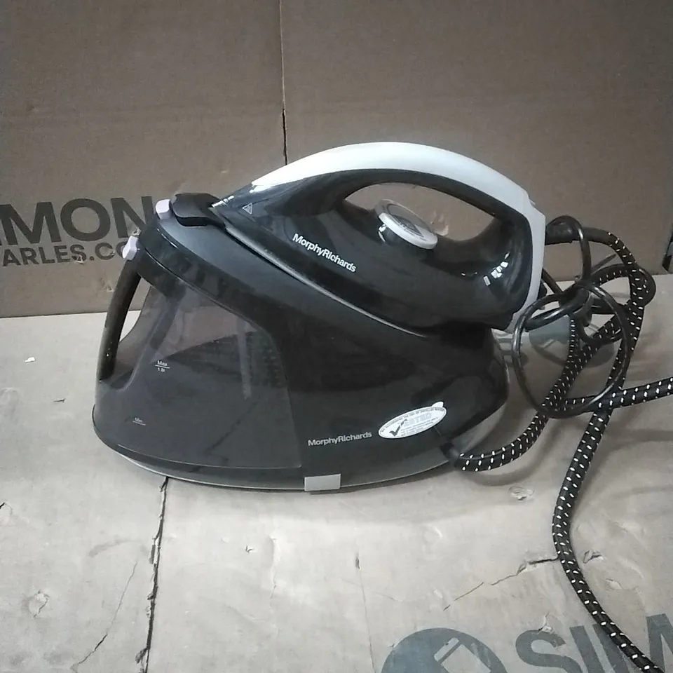MORPHY RICHARDS EASYSTEAM STEAM GENERATOR IRON, 120G STEAM BOOST, 70G STEAM OUTPUT, 6 BAR PRESSURE, ECO MODE, DETACHABLE 1.8L WATER TANK, ANTI SCALE, AUTO SHUT OFF, 2400W, BLACK/GREY, 333030