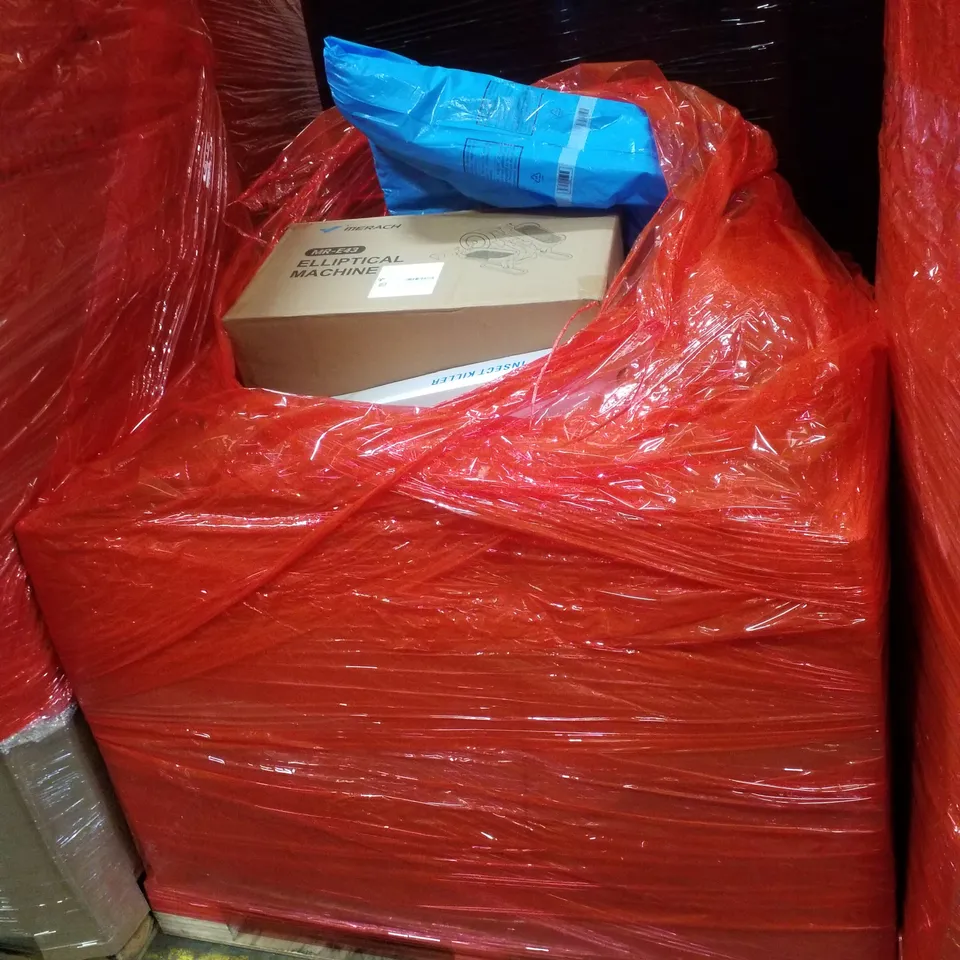 PALLET CONTAINING ASSORTED PRODUCTS INCLUDING INSECT KILLER & ELLIPTICAL MACHINE