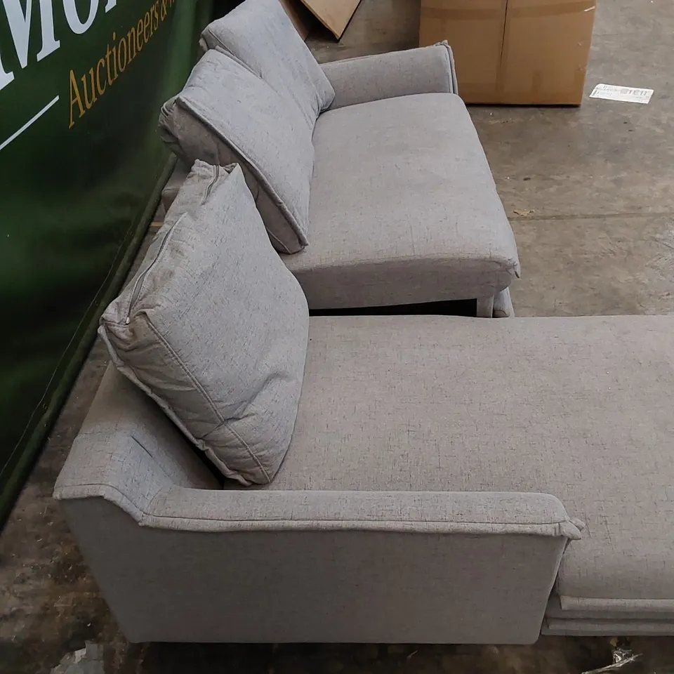 DESIGNER 2-PIECE GREY UPHOLSTERED FABRIC CHAISE SOFA BED 