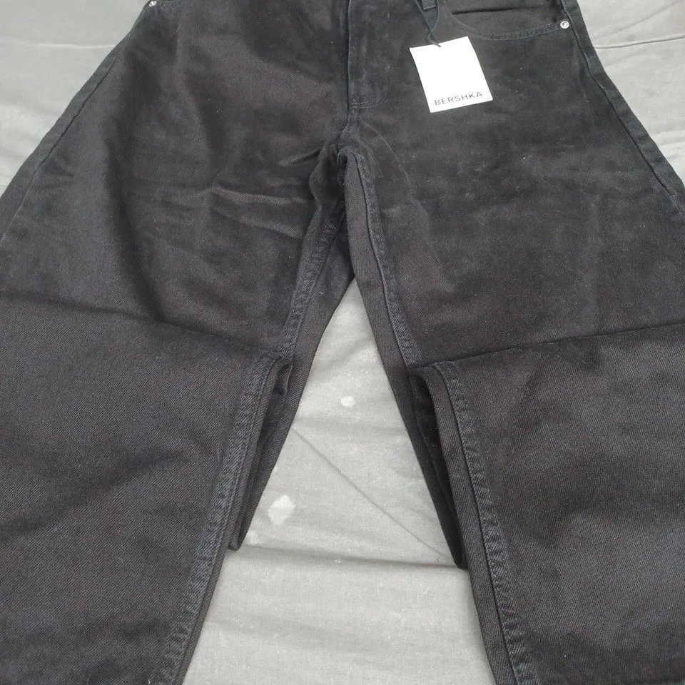 BERSHKA BAGGY JEANS, BLACK - UK SIZE 38 