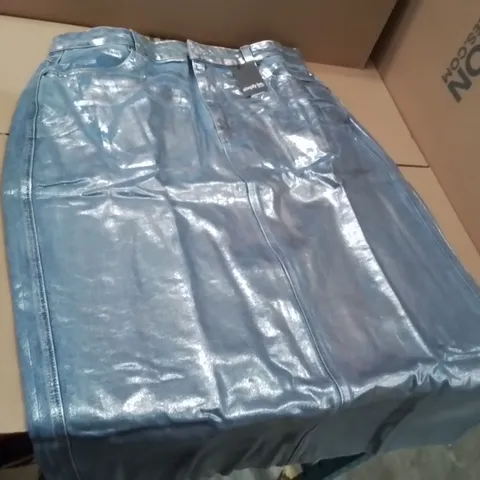 BOXED BRAND NEW APPROXIMATELY 14 SIMPLY BE A LINE MAXI SKIRT BLUE/SILVER SIZE 22