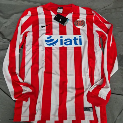 ANTALYASPOR HOME FOOTBALL SHIRT (ETO'O 9) – NIKE DRI-FIT, RED/WHITE STRIPES, SIZE M