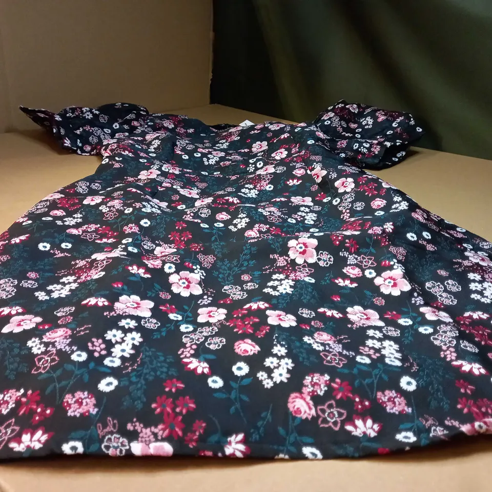 COAST BLACK JACQUARD PUFF SLEEVE A-LINE MINI DRESS - SIZE 14