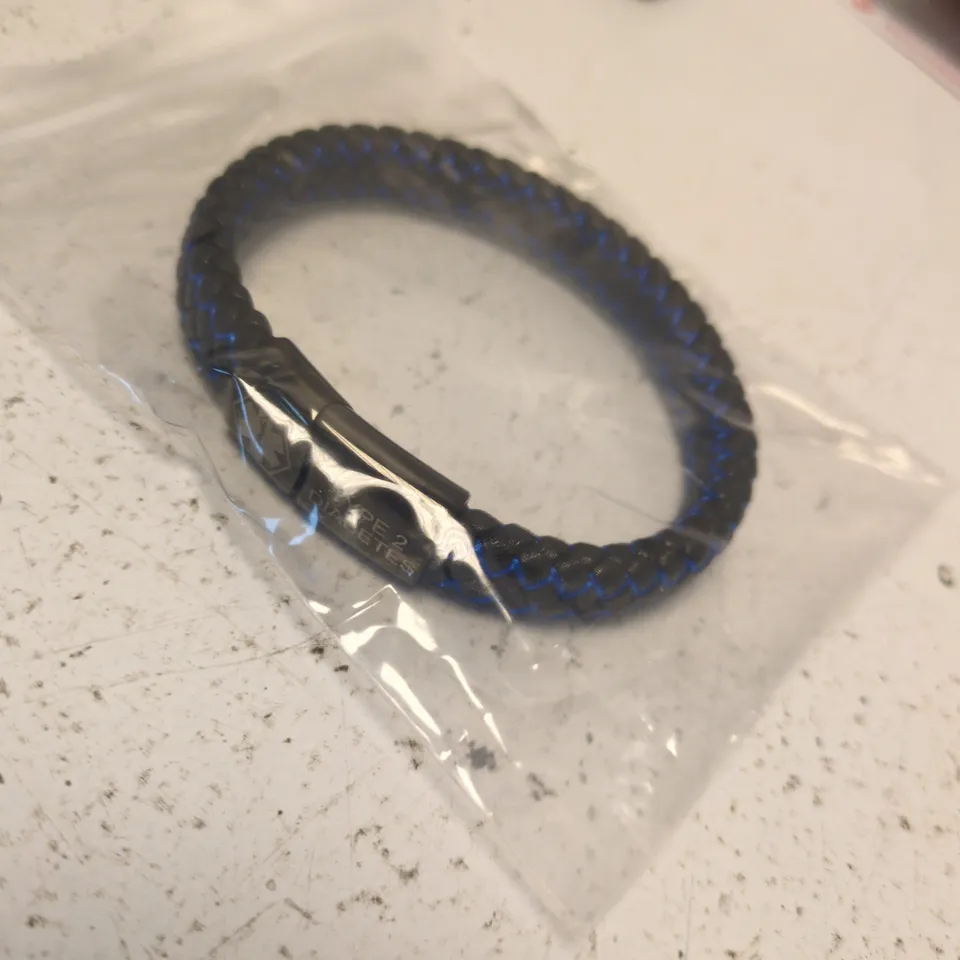 MEDICAL ALERT BRACELET – BRAIDED BLUE & BLACK WITH EMERGENCY INFORMATION CARD