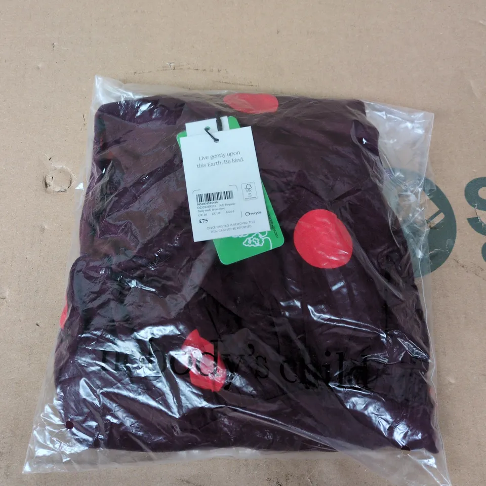 BAGGED NOBODYS CHILD SALTY MIDI DRESS IN SOFTS BURGUNDY - UK 10