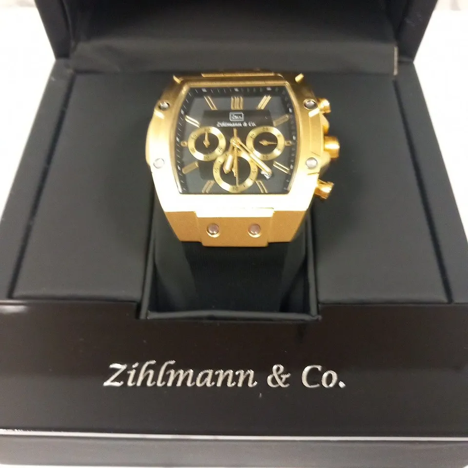 MENS ZIHLMANN & CO Z911 WATCH – CHRONOGRAPH MOVEMENT – BLUE DIAL – 3ATM – QUICK RELEASE RUBBER STRAP – 3ATM WATER RESISTANT