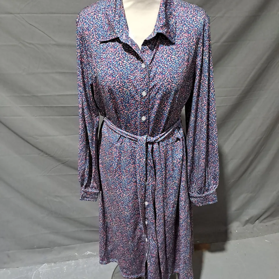 CRYSTAL KOBE LONG SLEEVE SHIRT DRESS IN MULTI SIZE L