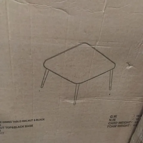 BOXED SQUARE DINING TABLE WALNUT & BLACK (1 BOX)