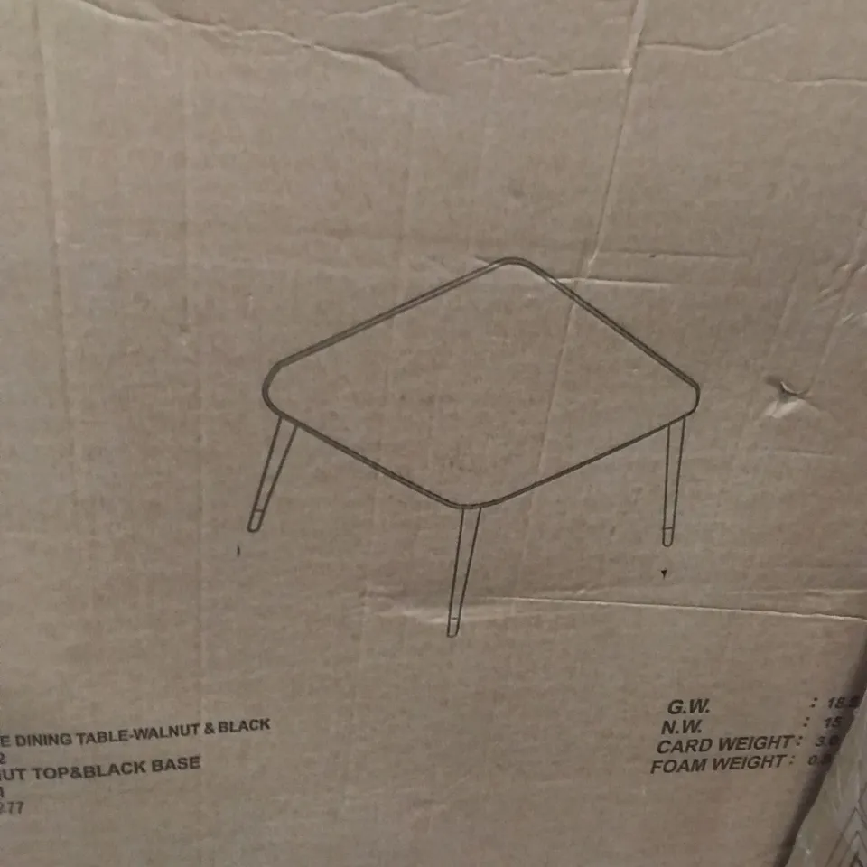 BOXED SQUARE DINING TABLE WALNUT & BLACK (1 BOX)