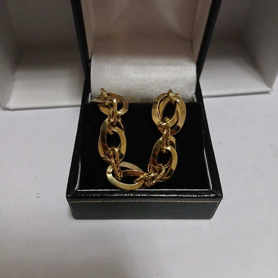 GOLD 9CT ITALIAN GOLD POLISHED & DIAMOND CUT BRACELET 4.6G