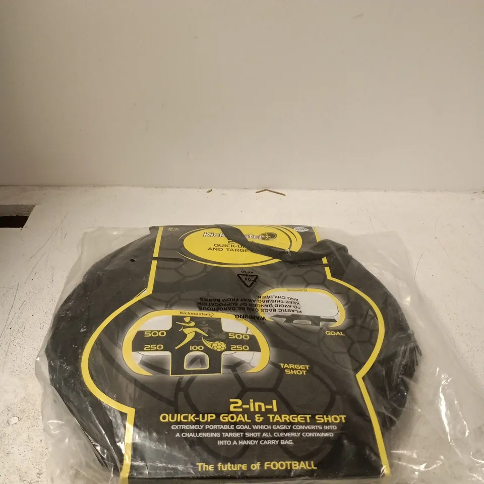 2-IN-1 QUICK-UP GOAL & TARGET SHOT FOOTBALL PRACTICE SET (KICKMASTER) – BOXED IN BAG