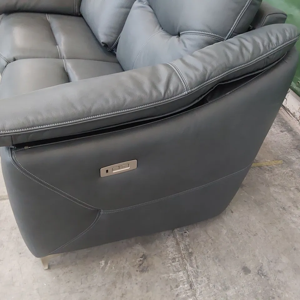 QUALITY BRITISH DESIGNER G PLAN JACKSON POWER RECLINING TWO SEATER SOFA CAMBRIDGE PETROL BLUE LEATHER 