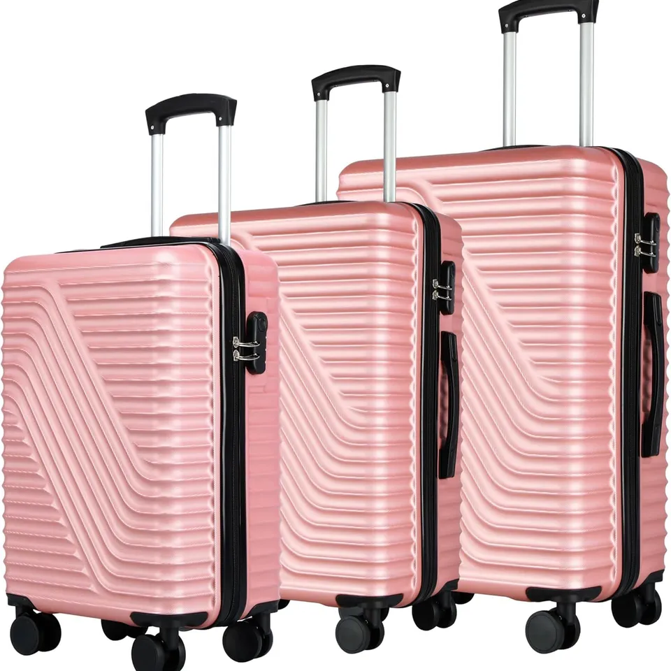 NEO SET OF APPROXIMATELY 3 PINK HARD SHELL LUGGAGE SUITCASES (1 ITEM)