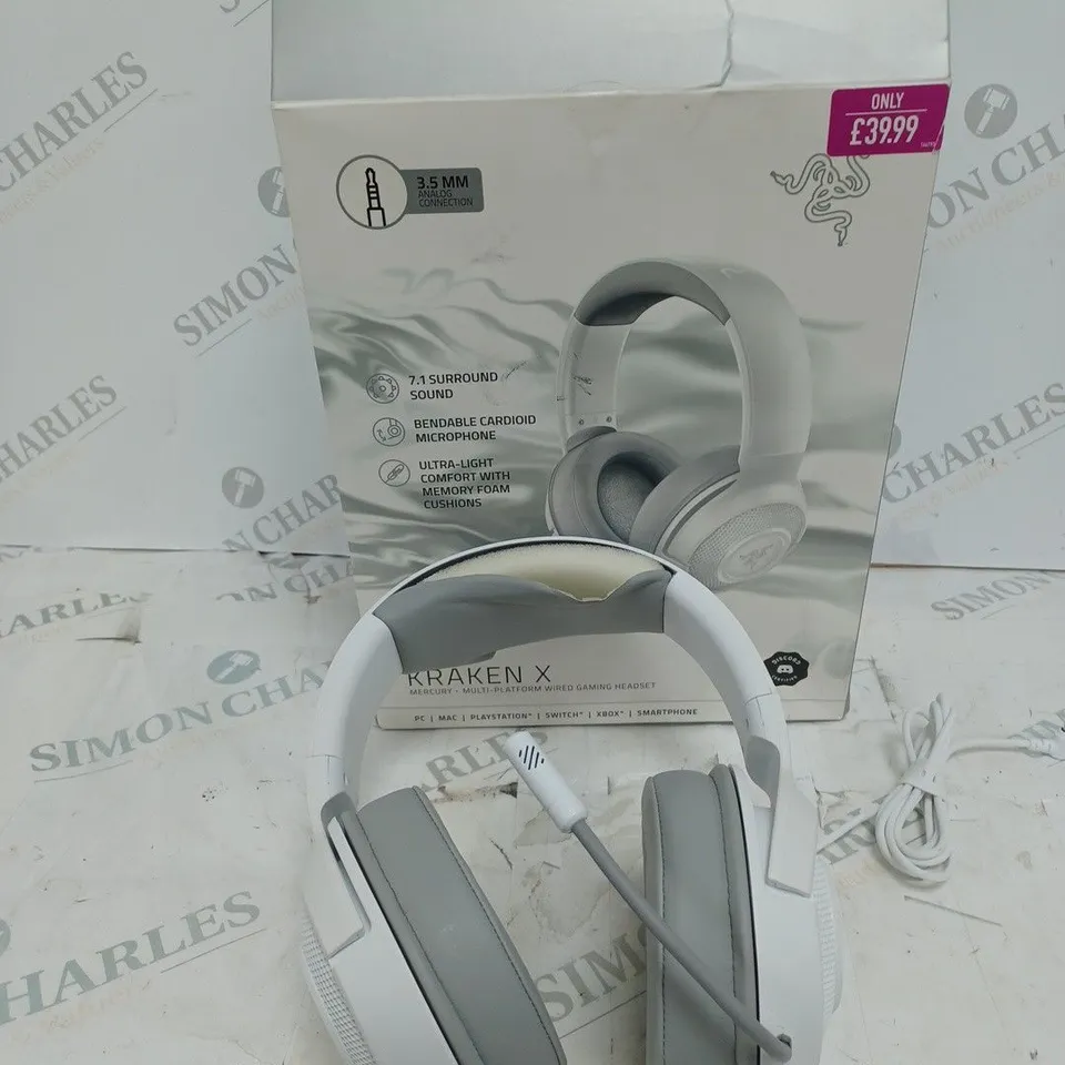 BOXED RAZER KRAKEN X MERCURY WIRED GAMING HEADSET