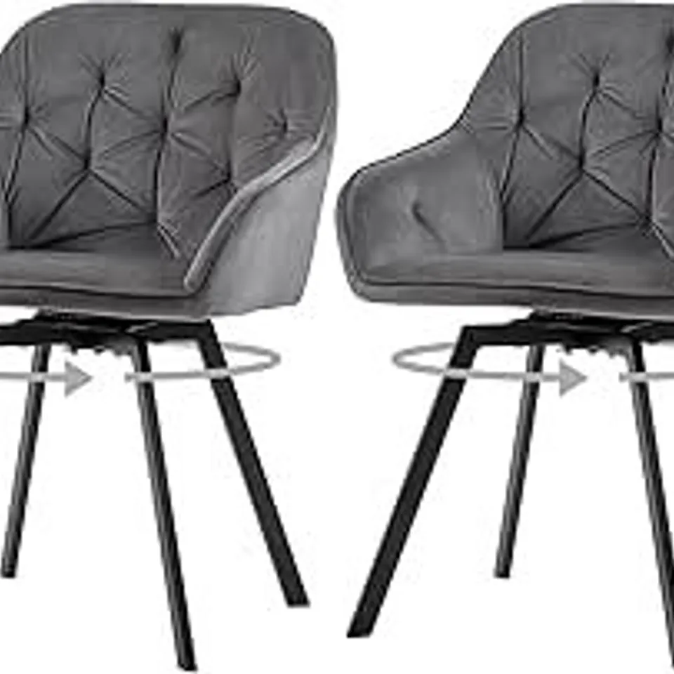 BOXED GARVIES SET OF TWO VELVET SWIVEL DINING CHAIRS