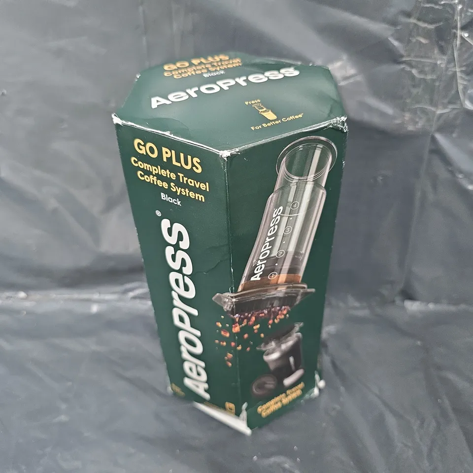 BOXED AEROPRESS GO PLUS TRAVEL COFFEE SYSTEM IN BLACK 