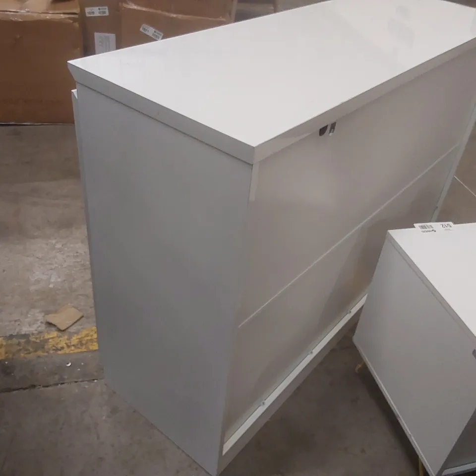 120CM HIGH GLOSS SIDEBOARD WITH 3 DRAWERS & 2 DOORS PUSH-TO-OPEN STORAGE