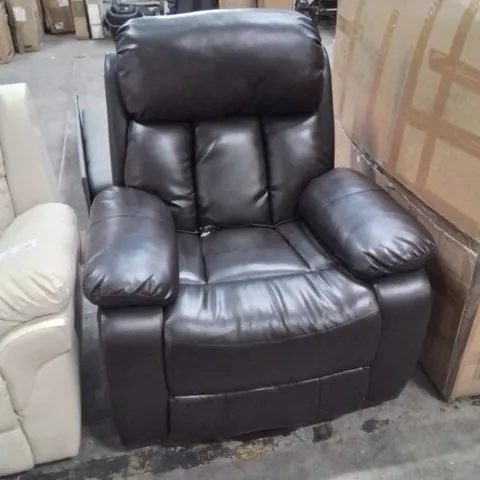 DESIGNER BROWN FAUX LEATHER POWER RECLINER CHAIR 
