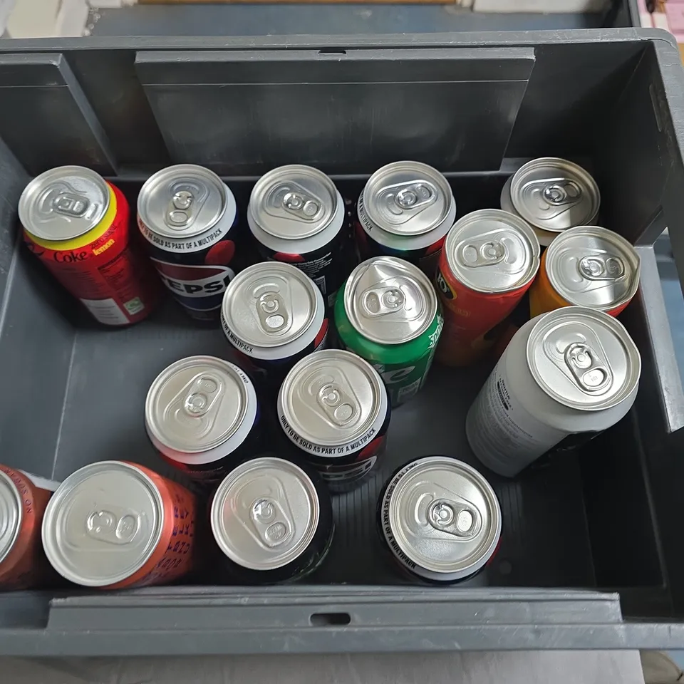 LOT OF 21 ASSORTED TINNED DRINKS TO INCLUDE GABYR, J20 AND PEPSI