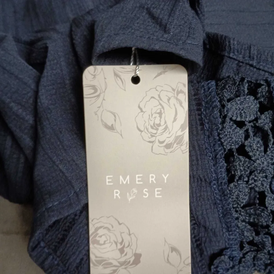 EMERY ROSE NAVY LACE-TRIM TANK TOP – UK SIZE 1 XL