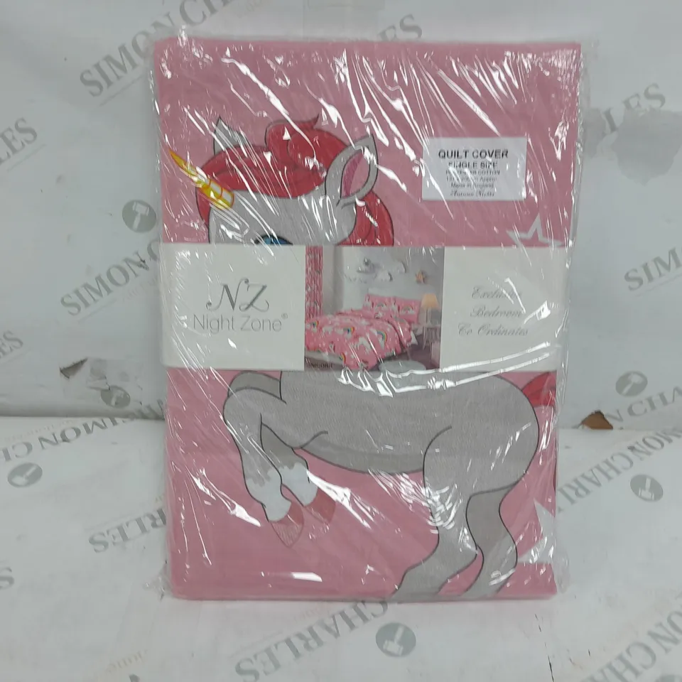 NIGHT ZONE QUILT COVER SINGLE SIZE - PINK UNICORNS