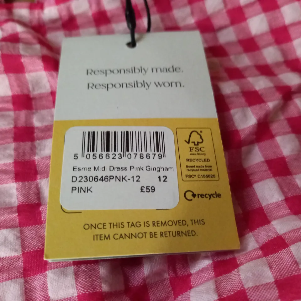 NOBODYS CHILD ESME MIDI DRESS IN PINK GINGHAM - 12