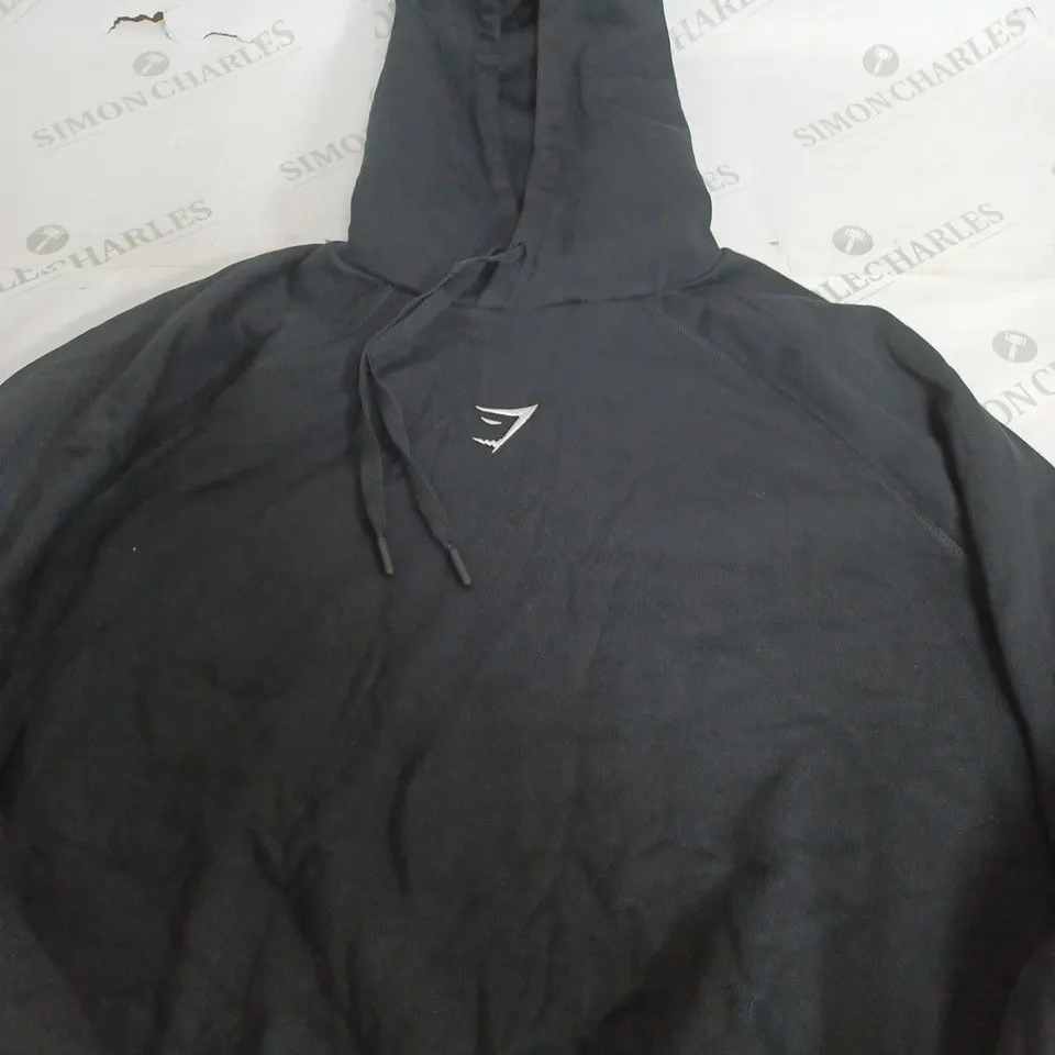 GYMSHARK TRAINING OVERSIZED FLEECE HOODIE IN BLACK - XS