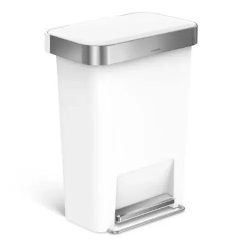BOXED SIMPLEHUMAN 45L PLASTIC RECTANGULAR PEDAL BIN WITH LINER POCKET (1 BOX)
