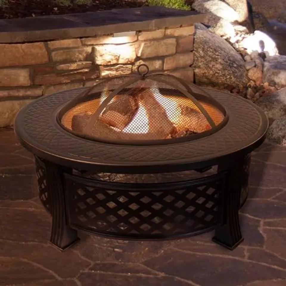 BOXED STEEL WOOD BURNING OUTDOOR FIREPLACE (1 BOX)
