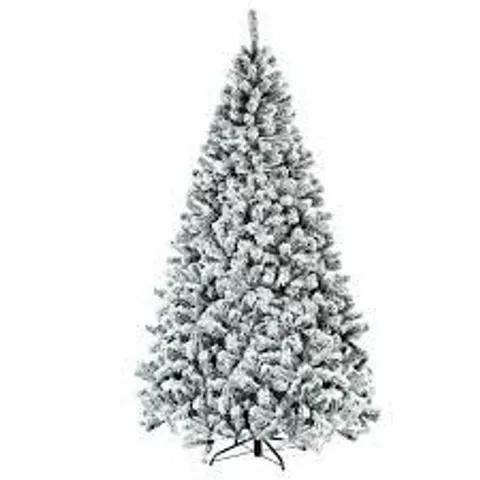 BOXED COSTWAY 7.5 FEET SNOW FLOCK HINGED ARTIFICIAL CHRISTMAS TREE WITHOUT LIGHTS