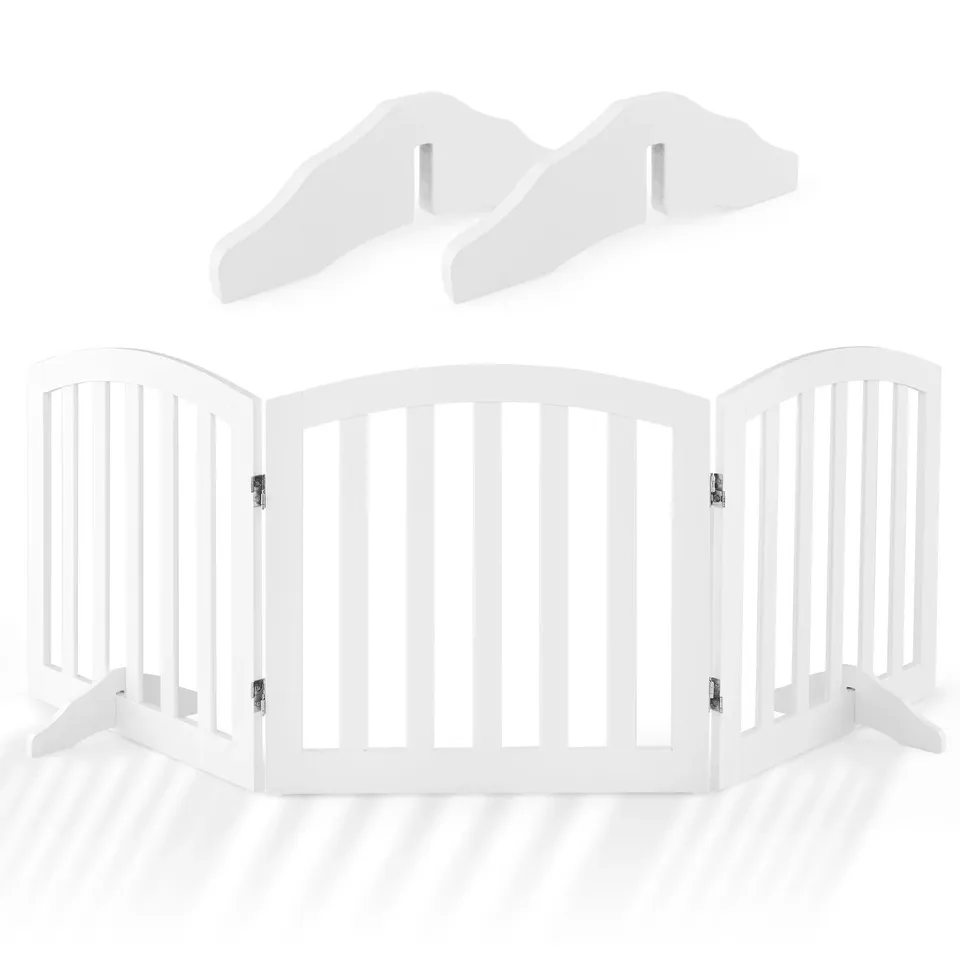 BOXED 61cm HEIGHT SAFETY FENCE WITH 2 PCS SUPPORT FEET FOR DOG/CAT/BABY - WHITE