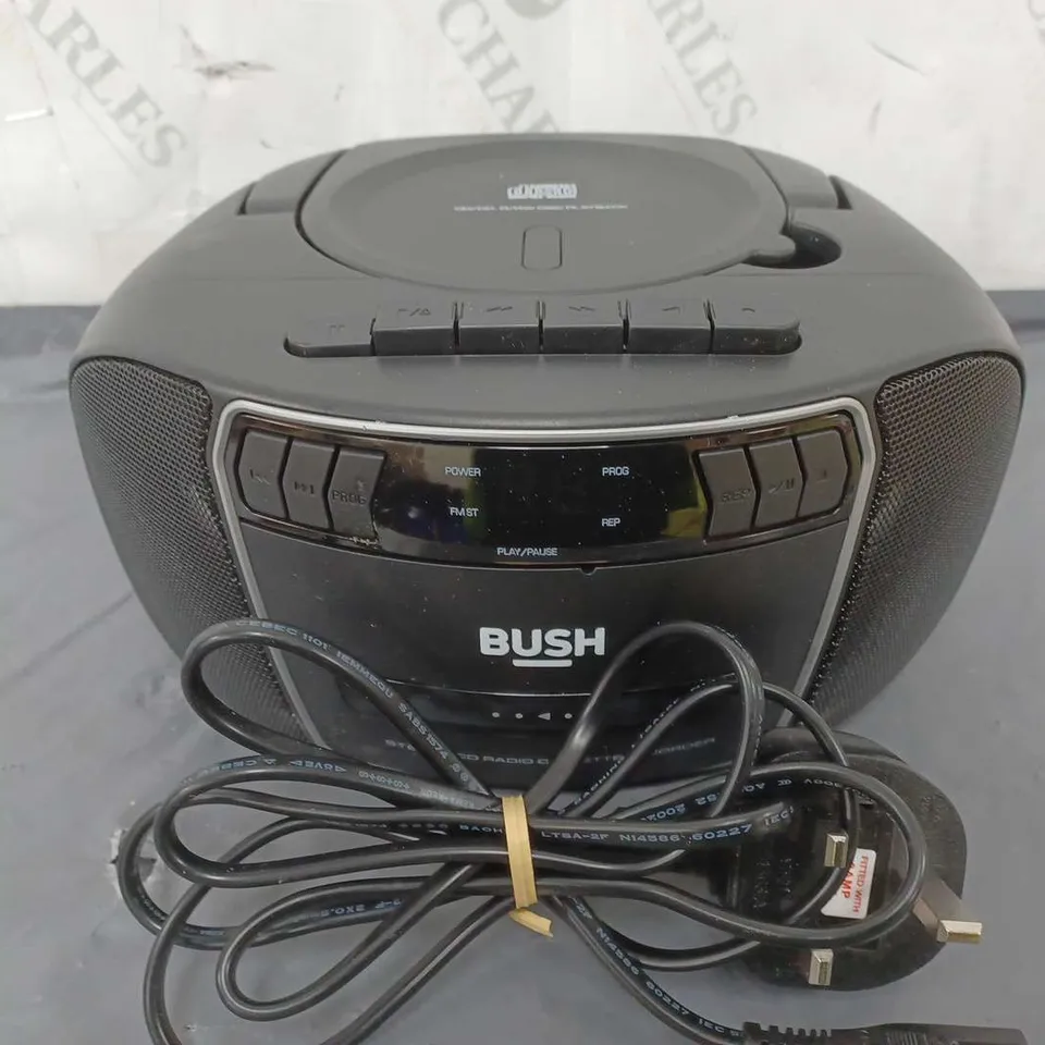 BOXED BUSH CD/CASSETTE BOOMBOX WITH RADIO