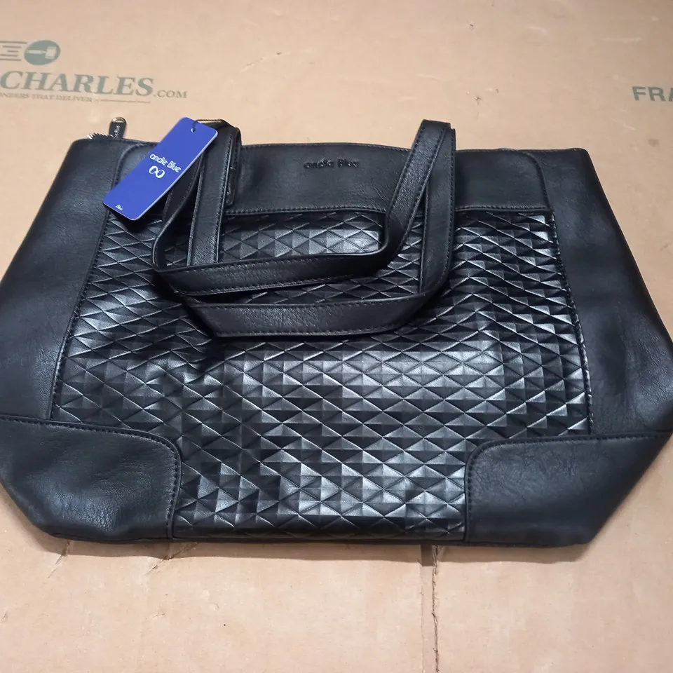 ANDIE BLUE BLACK LEATHER LOOK BAG 
