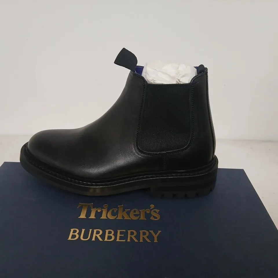 TRICKER'S BURBERRY ANKLE BOOT – BLACK LEATHER, RUBBER SOLE UK 4