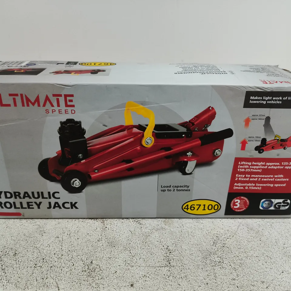 ULTIMATE SPEED HYDRAULIC TROLLEY JACK – 2 TONNES 